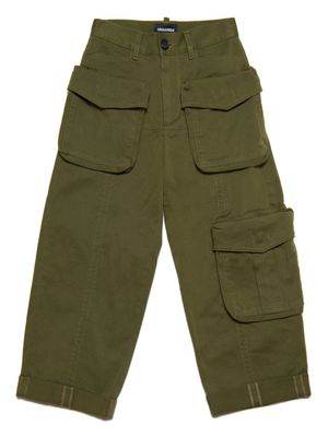 Dsquared2 Kids logo-patch cotton trousers - Green