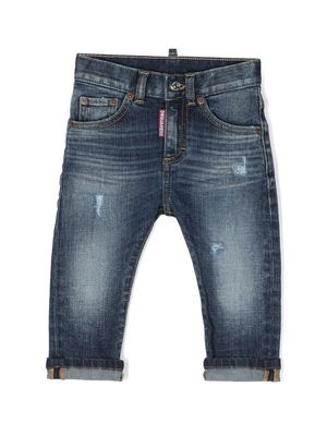 Dsquared2 Kids logo-patch distressed-effect jeans - Blue