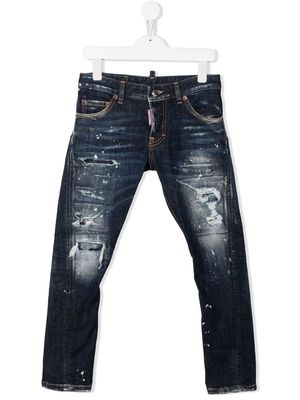 Dsquared2 Kids logo-patch distressed jeans - Blue