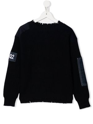 Dsquared2 Kids logo-patch knitted jumper - Blue