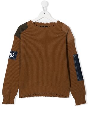 Dsquared2 Kids logo-patch knitted jumper - Brown