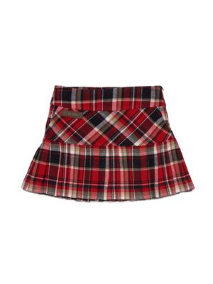 Dsquared2 Kids logo-patch plaid pleated skirt