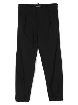 Dsquared2 Kids logo-patch pleated straight-leg trousers - Black