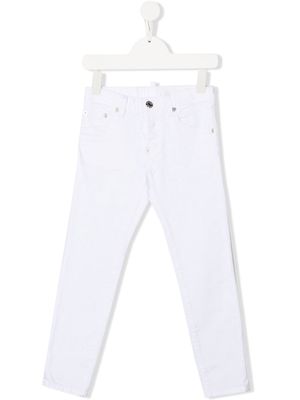 Dsquared2 Kids logo-patch slim-cut jeans - White