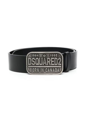 Dsquared2 Kids logo-plaque buckle leather belt - Black
