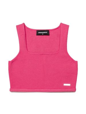 Dsquared2 Kids logo-plaque cropped tank top - Pink