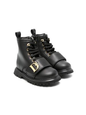 Dsquared2 Kids logo-plaque leather boots - Black