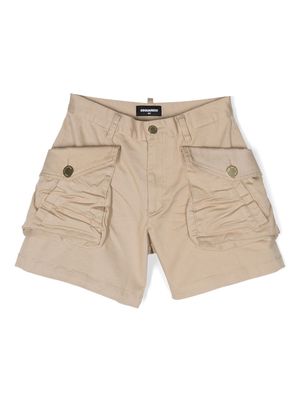 Dsquared2 Kids logo-plaque stretch-cotton shorts - Neutrals