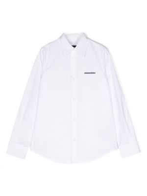 Dsquared2 Kids logo-print button-up cotton shirt - White