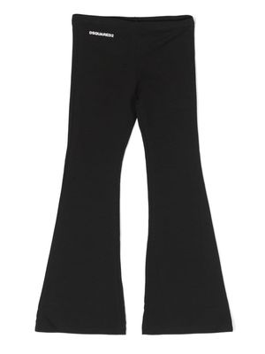 Dsquared2 Kids logo-print cotton-blend flared trousers - Black