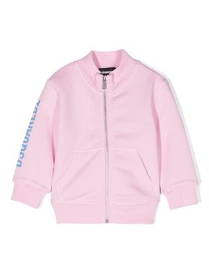 Dsquared2 Kids logo-print cotton zipped sweatshirt - Pink