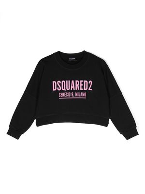 Dsquared2 Kids logo-print cropped sweatshirt - Black