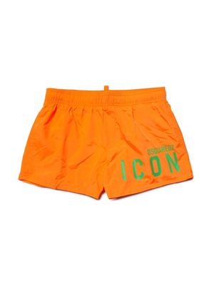 Dsquared2 Kids logo-print elasticated-waistband swim shorts - Orange