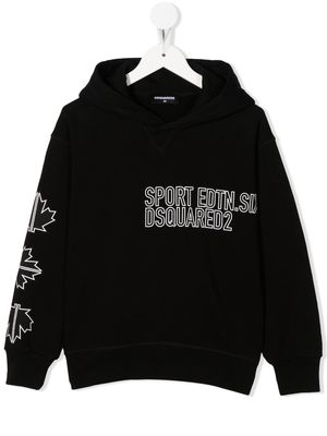 Dsquared2 Kids logo-print fleece hoodie - Black