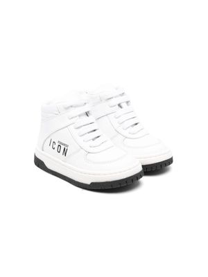Dsquared2 Kids logo-print hi-top leather sneakers - White