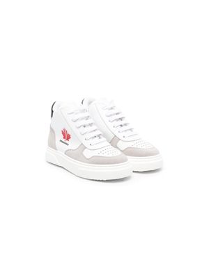 Dsquared2 Kids logo-print high-top leather sneakers - White