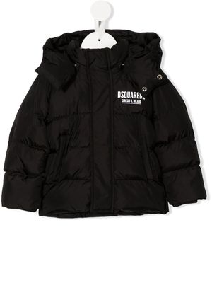 Dsquared2 Kids logo-print hooded padded jacket - Black