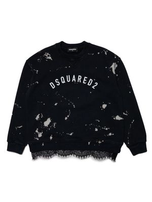 Dsquared2 Kids logo-print lace-trim sweatshirt - Black