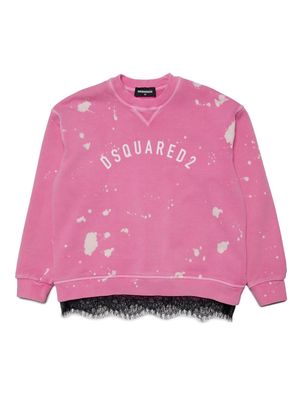 Dsquared2 Kids logo-print lace-trim sweatshirt - Pink