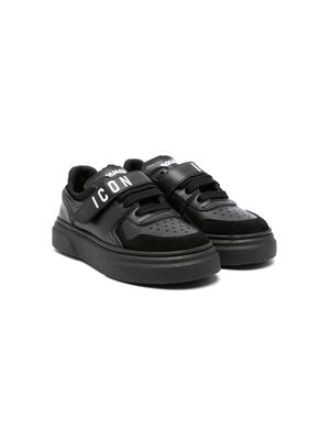 Dsquared2 Kids logo-print panelled leather sneakers - Black