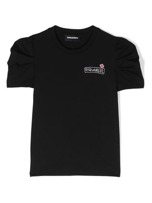 Dsquared2 Kids logo-print puff-sleeve T-shirt - Black