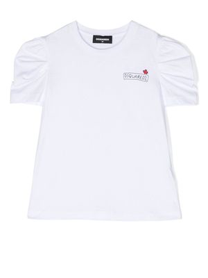 Dsquared2 Kids logo-print puff-sleeve T-shirt - White
