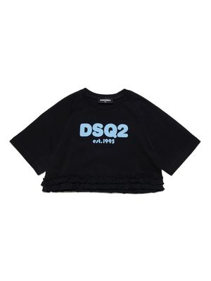 Dsquared2 Kids logo-print ruffled T-shirt - Black