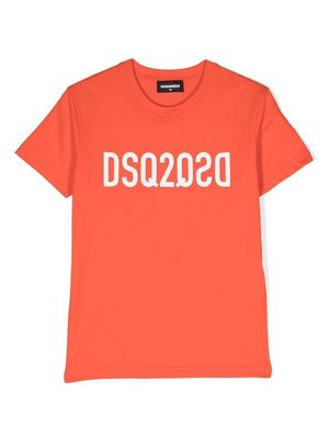 Dsquared2 Kids logo-print shortsleeved cotton T-shirt - Orange