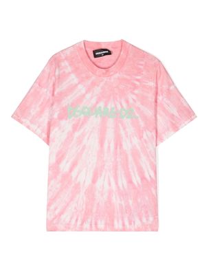 Dsquared2 Kids logo-print tie-dye cotton T-shirt - Pink