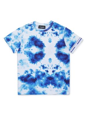 Dsquared2 Kids logo-tape abstract-print T-shirt - Blue