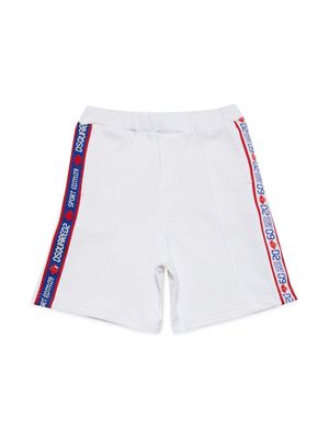 Dsquared2 Kids logo-tape elasticated-waistband shorts - White
