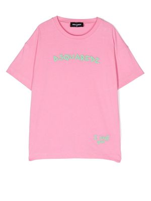 Dsquared2 Kids Maglietta logo-embroidered T-shirt - Pink