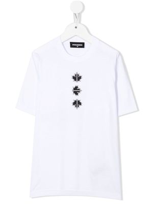 Dsquared2 Kids maple-leaf cotton T-shirt - White