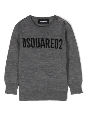 Dsquared2 Kids mélange-effect intarsia-logo jumper - Grey