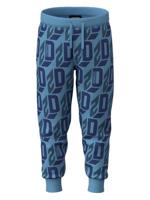 Dsquared2 Kids monogram-pattern cotton track trousers - Blue