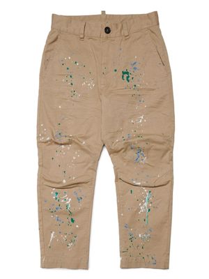 Dsquared2 Kids paint-splatter crinkled chinos - Neutrals