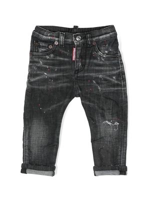 Dsquared2 Kids paint-splatter distressed jeans - Black