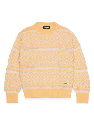 Dsquared2 Kids patterned-jacquard knitted jumper - Yellow