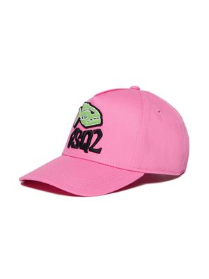 Dsquared2 Kids Piranha-appliqué cotton baseball cap - Pink