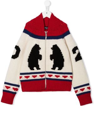 Dsquared2 Kids polar-bear knitted cardigan - Neutrals