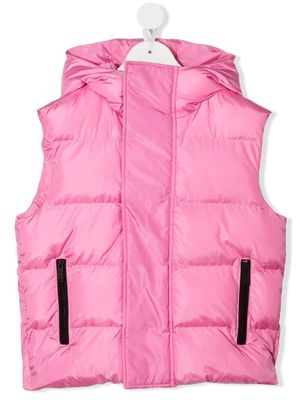 Dsquared2 Kids rear-logo hooded puffer vest - Pink