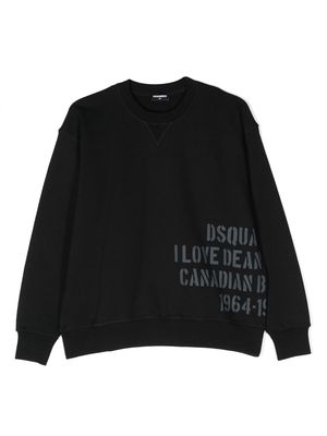 Dsquared2 Kids slogan-print cotton sweatshirt - Black