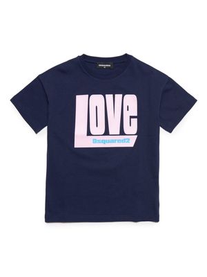 Dsquared2 Kids slogan-print cotton T-Shirt - Blue