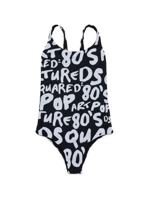 Dsquared2 Kids slogan-print swimsuit - Black