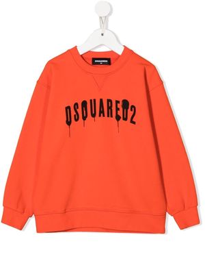 DSQUARED2 KIDS Spray logo-print sweatshirt - Orange