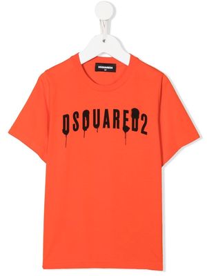 DSQUARED2 KIDS Spray logo-print T-shirt - Orange