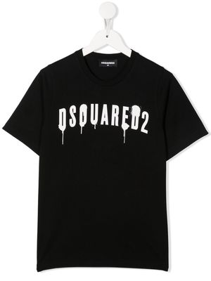 Dsquared2 Kids spray-paint logo-print T-shirt - Black