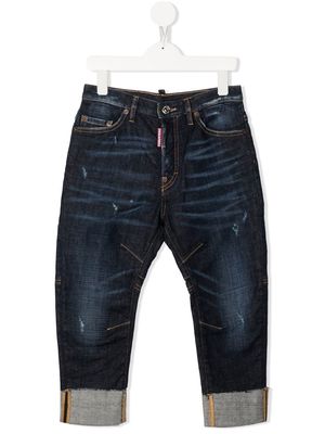 Dsquared2 Kids stonewash turn-up jeans - Blue