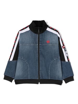 Dsquared2 Kids stripe-detail zip-up denim jacket - Blue