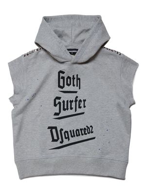 Dsquared2 Kids stud-embellished sleeveless cotton hoodie - Grey